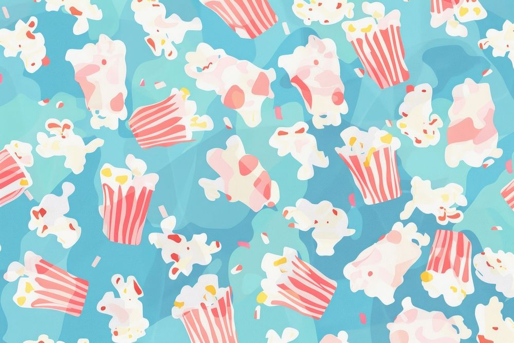 Cute popcorn illustration backgrounds pattern food.