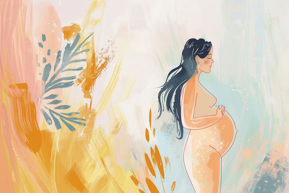Cute Pregnant illustration pregnant painting drawing.