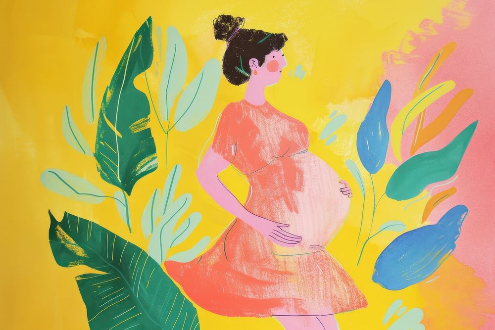Cute Pregnant illustration pregnant painting drawing.