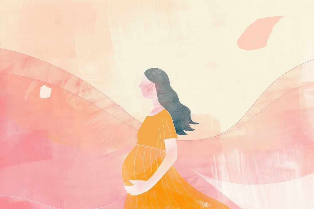 Cute Pregnant illustration pregnant painting cartoon.