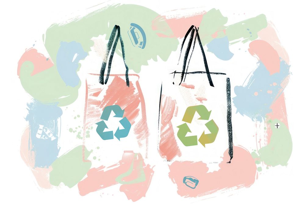 Cute recycle bag illustration text creativity recycling.