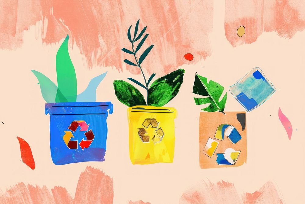 Cute recycle illustration painting plant leaf.
