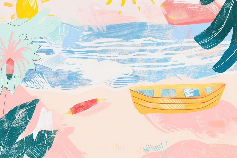 Cute summer vacation illustration backgrounds painting boat.