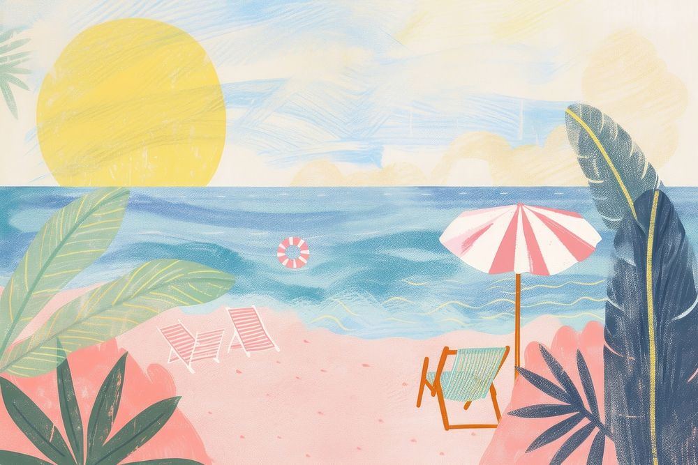 Cute summer vacation illustration backgrounds painting outdoors.