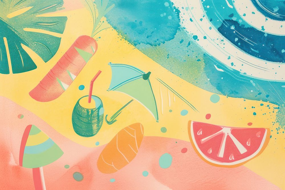Cute summer illustration backgrounds painting art.