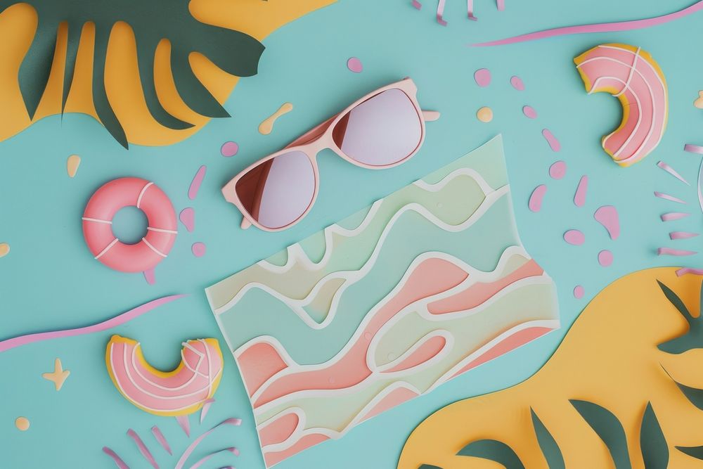 Cute summer illustration sunglasses swimwear art.