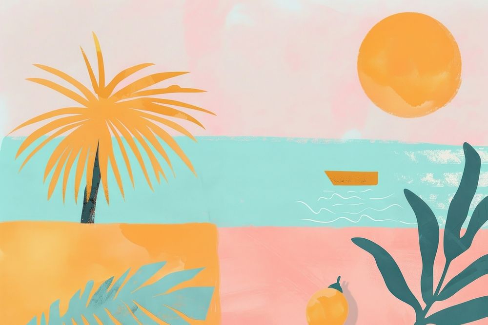 Cute summer illustration backgrounds painting outdoors.