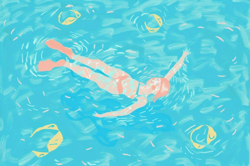 Cute swimming illustration swimwear sports relaxation.