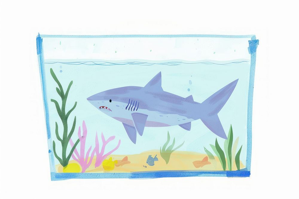 Shark in tank at aquarium animal fish white background.