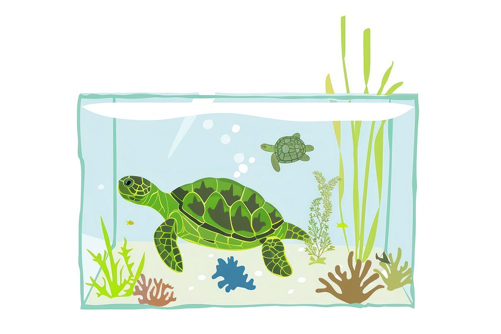 Turtle in aquarium reptile animal fish.
