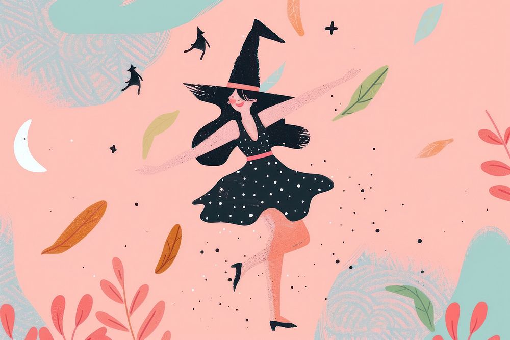 Cute witch illustration backgrounds pattern nature.