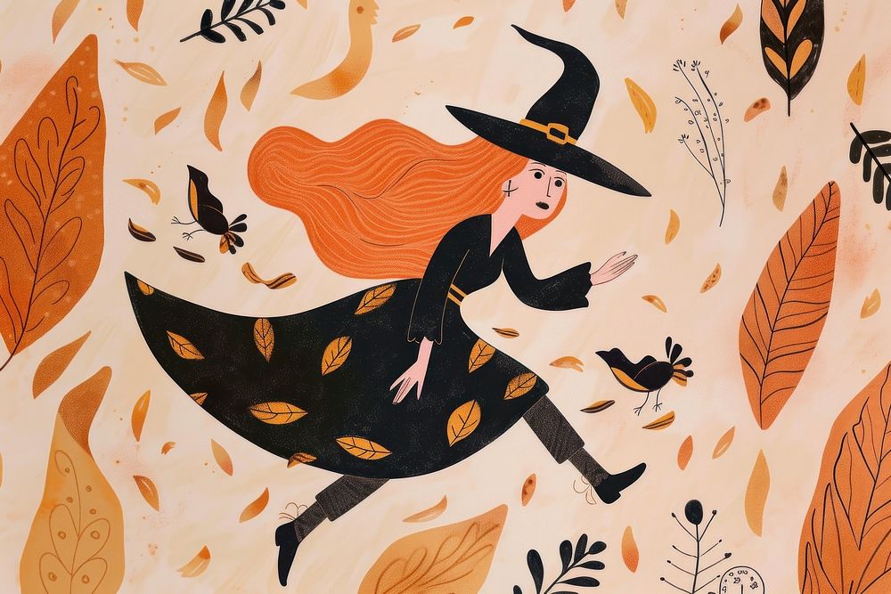 Cute witch illustration backgrounds drawing sketch.