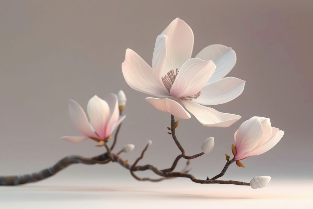 3d Magnolia magnolia blossom flower.