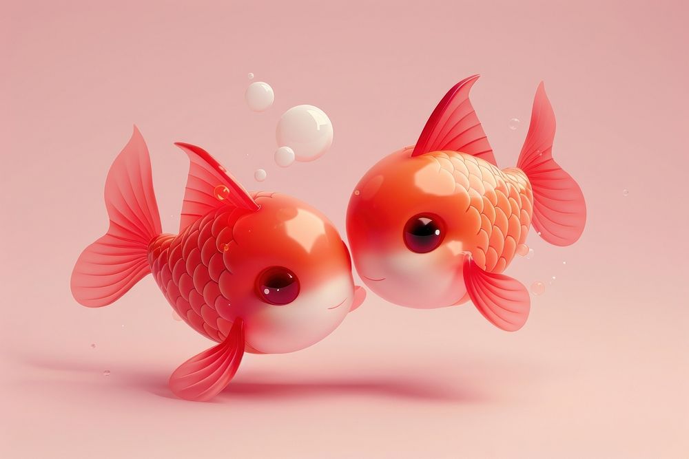 3d Pisces goldfish animal underwater.