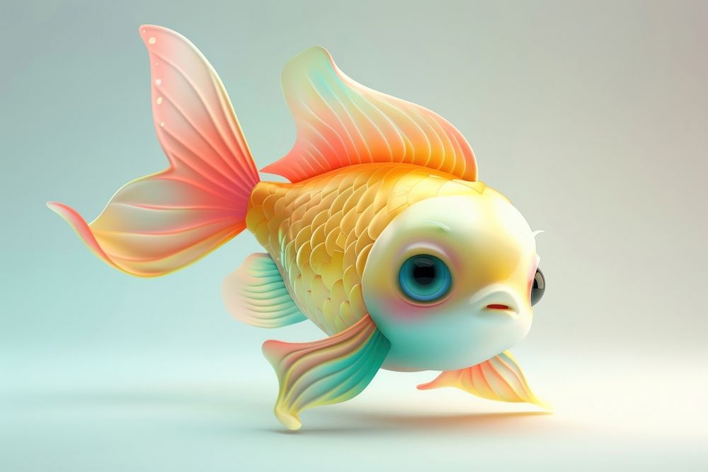 3d Pisces goldfish cartoon animal.