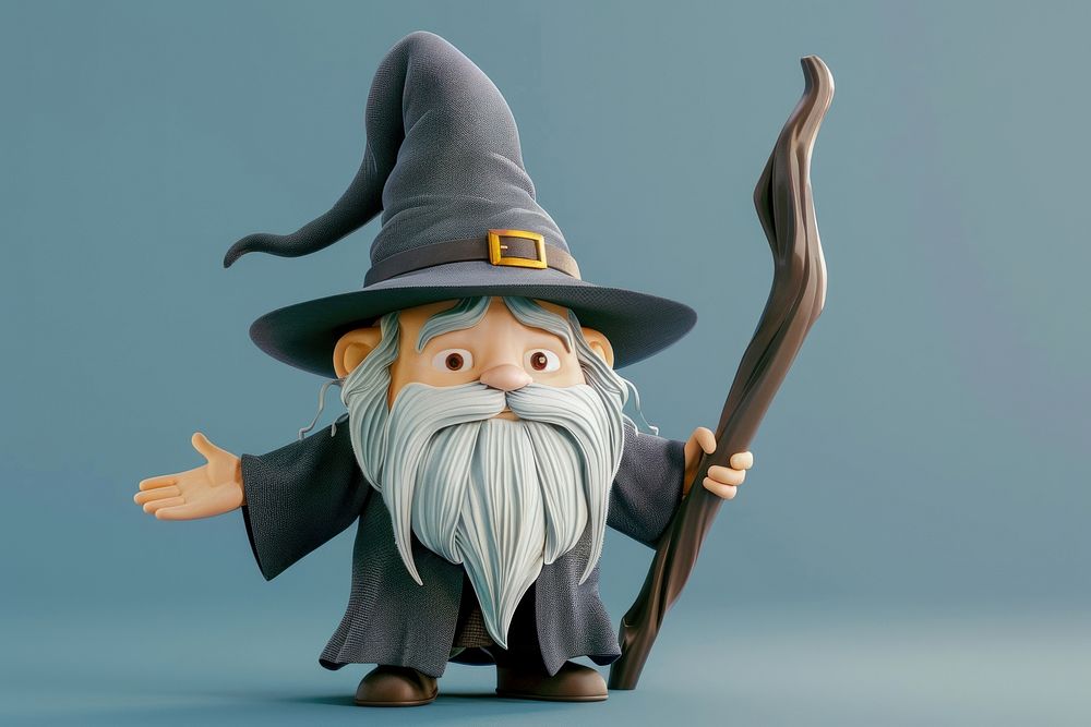 3d Wizard cartoon figurine representation.