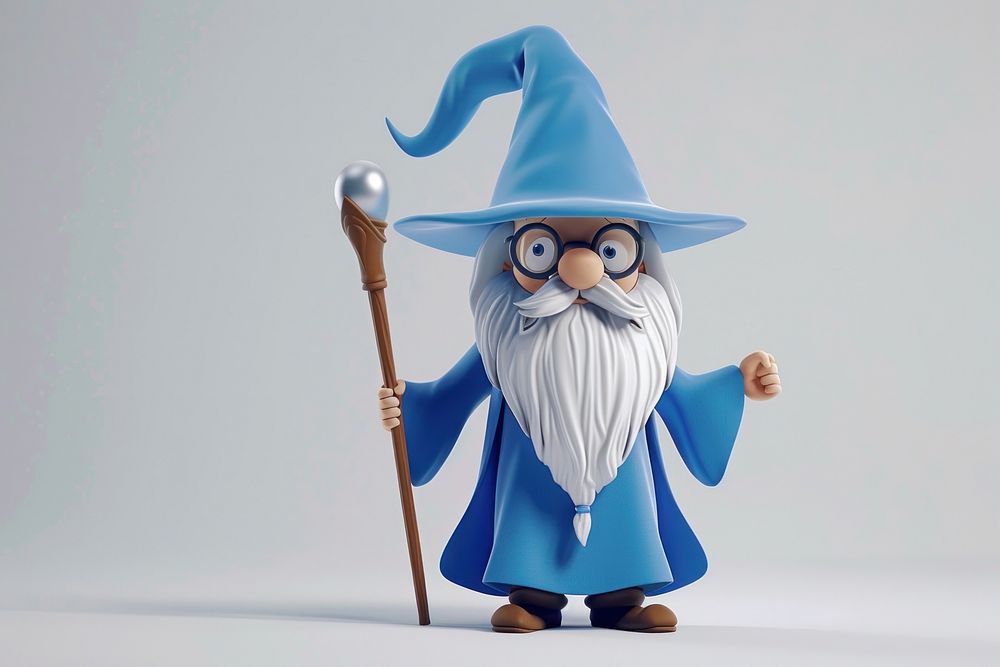 3d Wizard figurine cartoon representation.