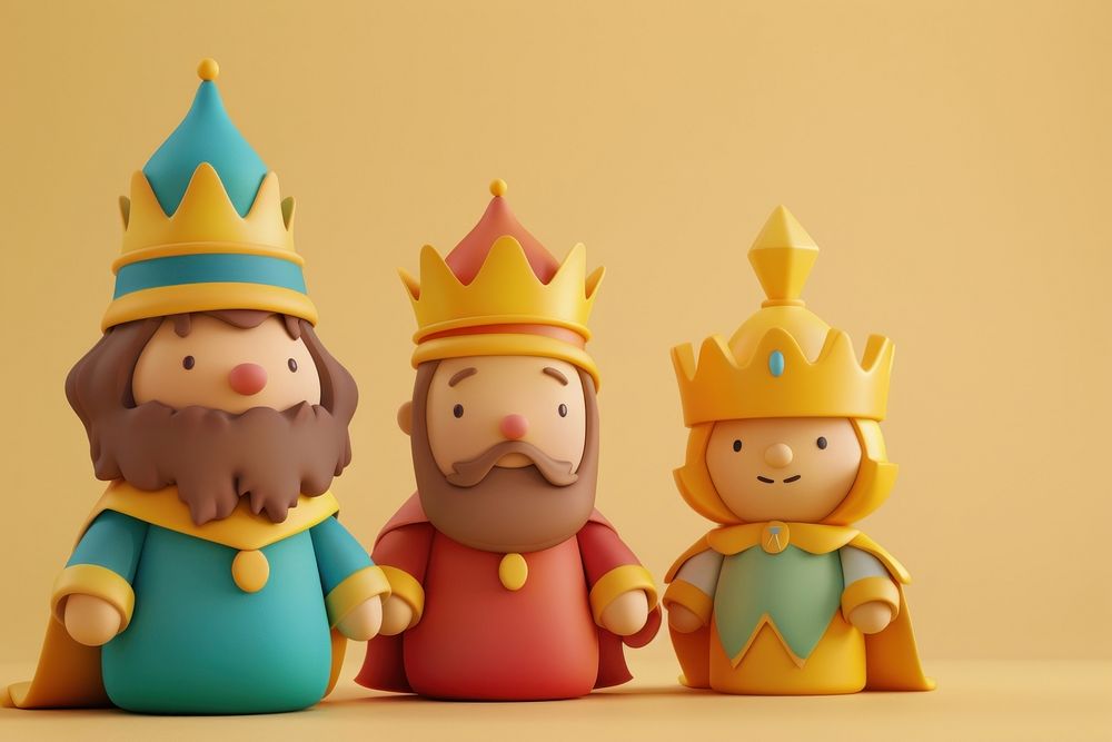 3d Three wise men cartoon cute representation.