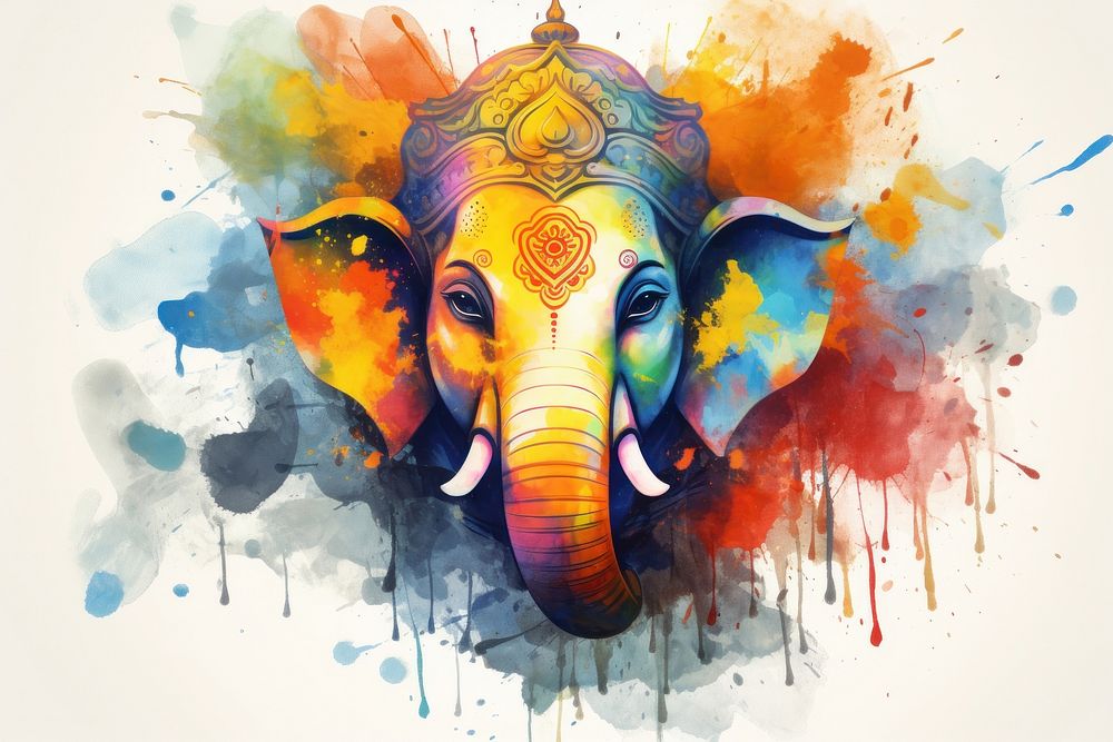Ganesha elephant wildlife painting.
