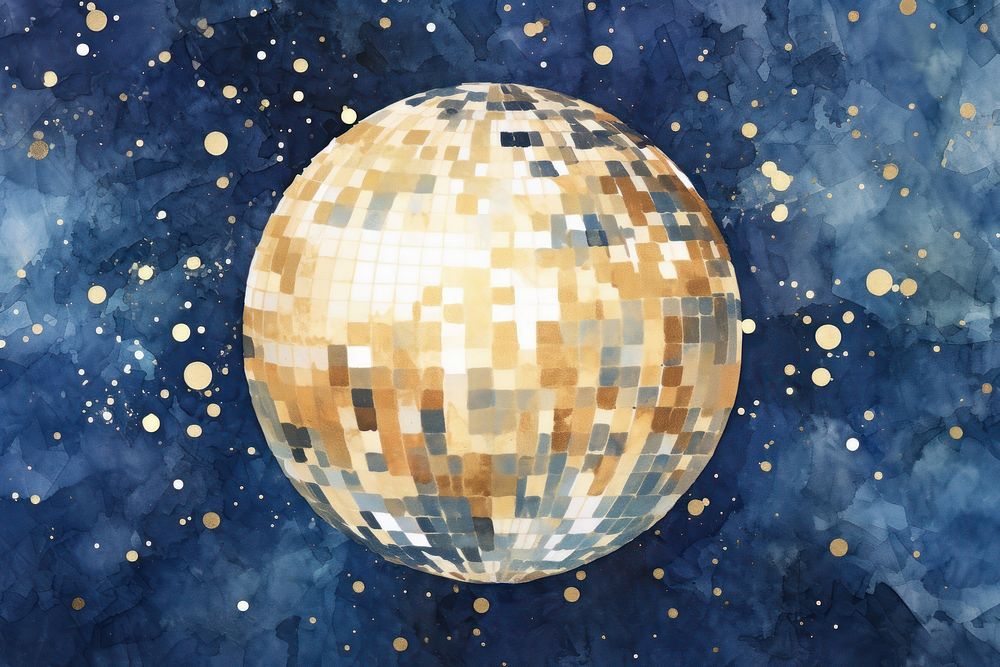 Disco ball watercolor background backgrounds sphere planet.