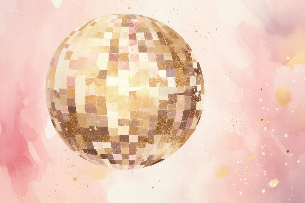 Disco ball watercolor background backgrounds sphere pink.