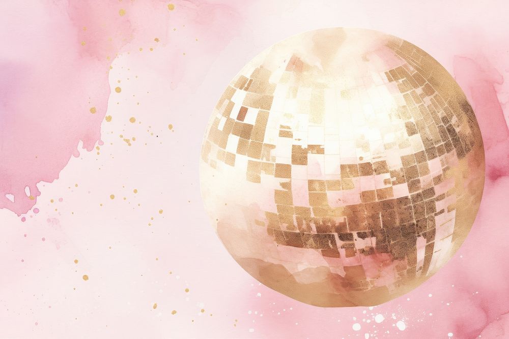 Disco ball watercolor background backgrounds sphere pink.