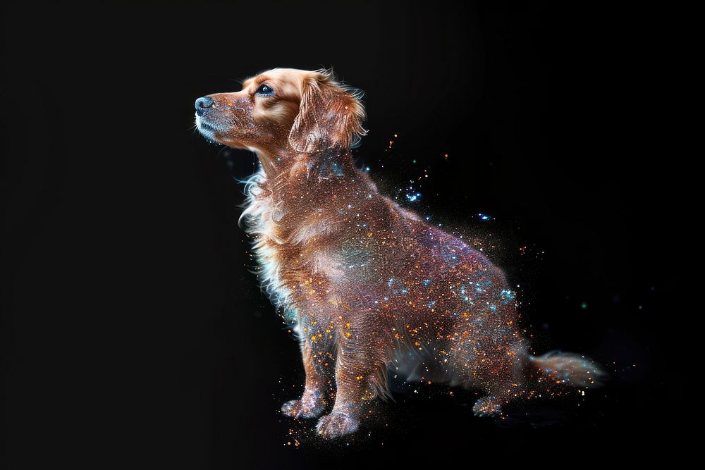 Dog sparkle light glitter animal mammal pet.
