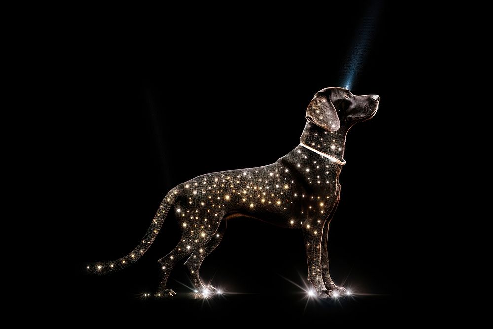 Dog sparkle light glitter animal mammal black.