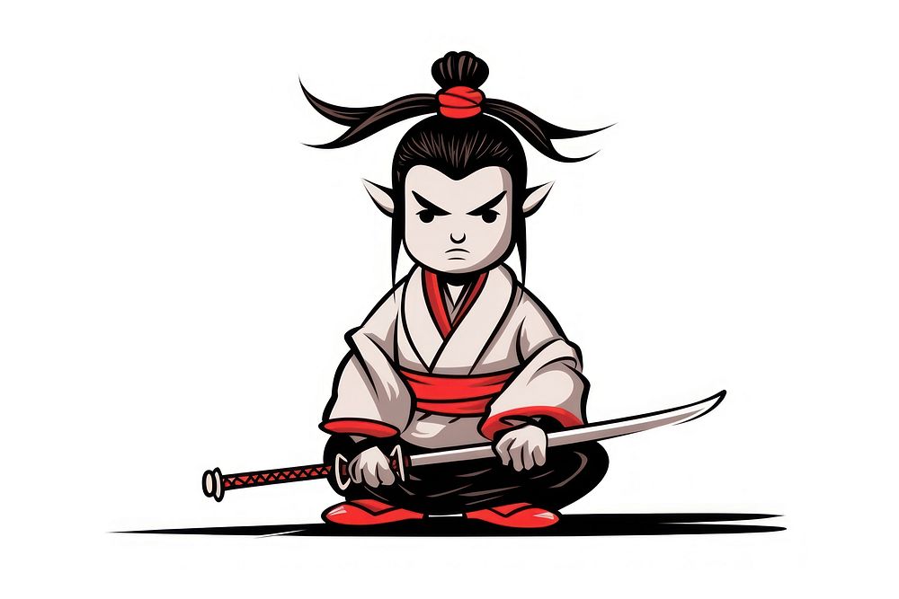 Samurai cartoon samurai white background.
