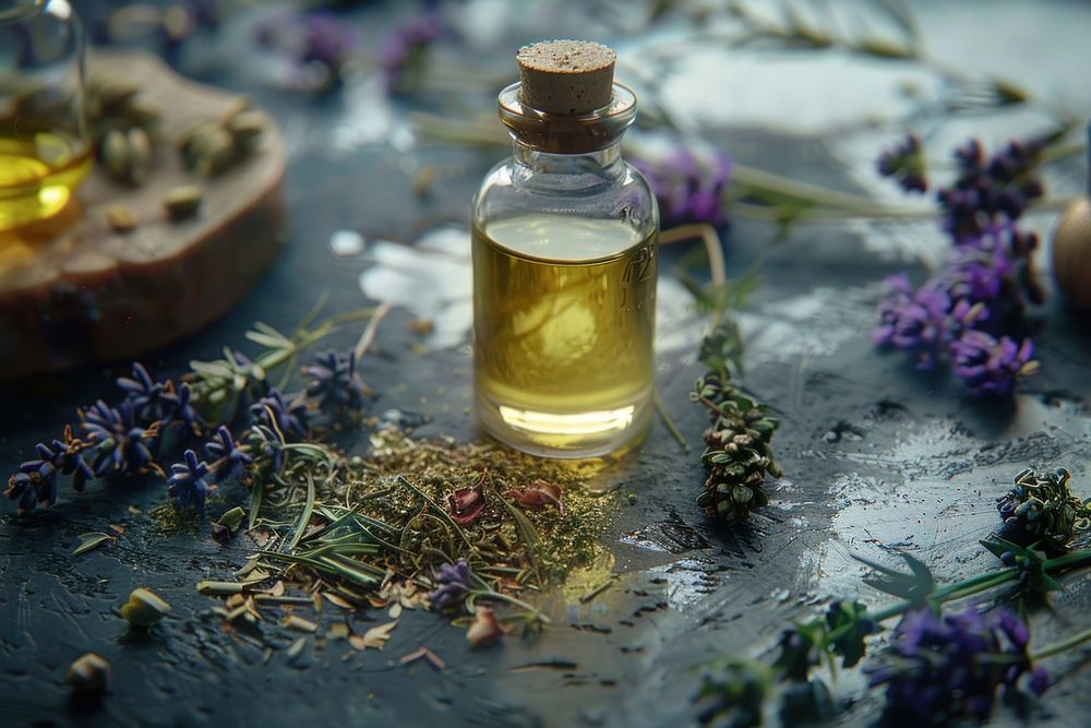 Essential oil herbs lavender perfume.
