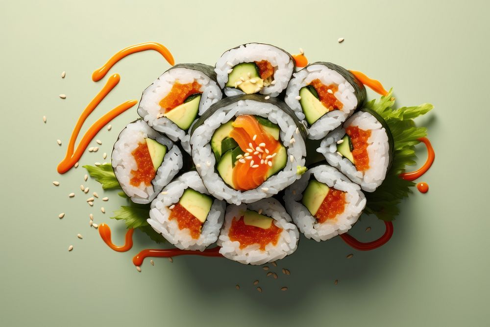 Kimbap sushi plate food.
