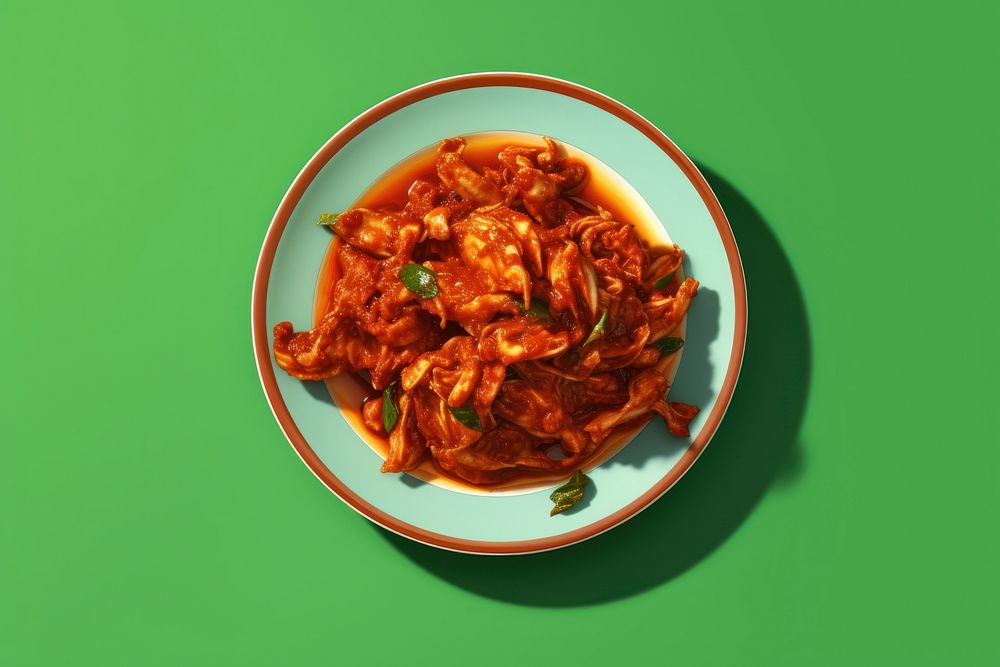 Kimchi Korea plate food meat.