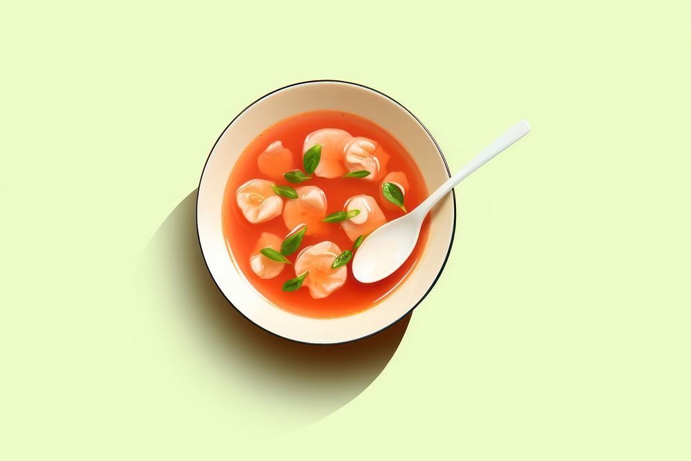 Kimchi soup spoon bowl dish.