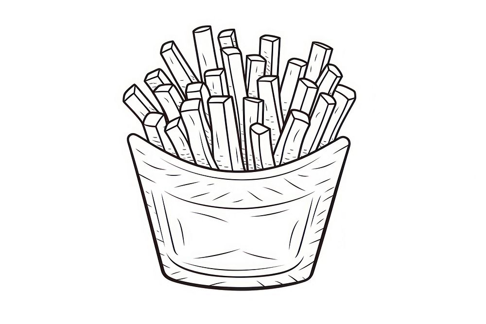French fries sketch drawing line.