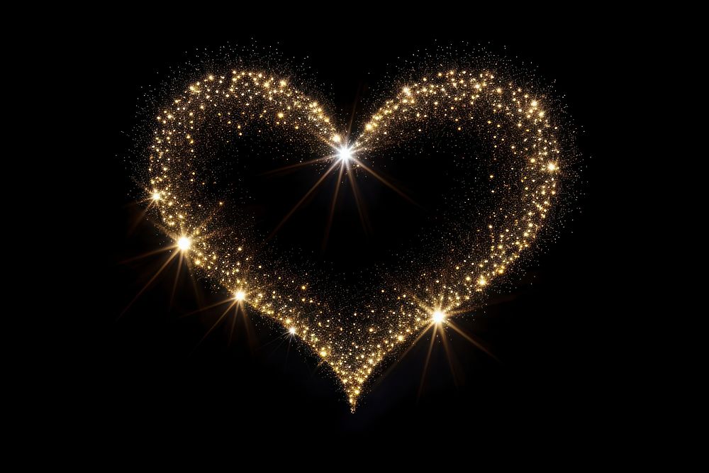 Heart shape sparkle light glitter astronomy night gold.