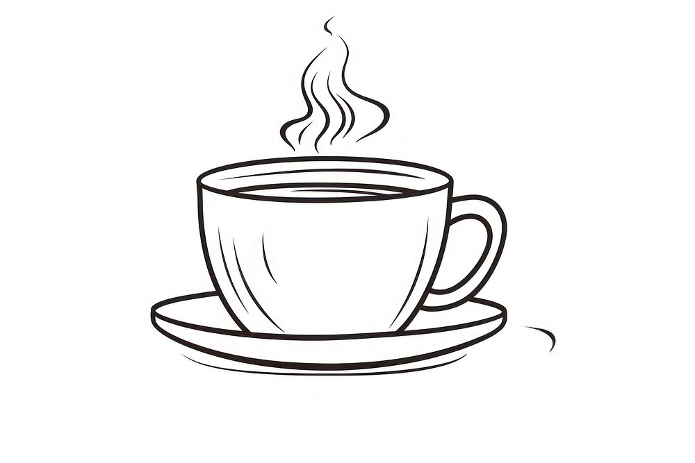 Hot coffee saucer sketch drink.
