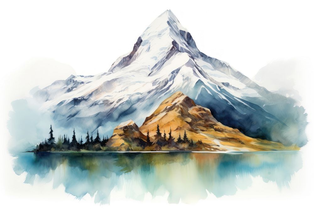 Mountain in new zealand landscape outdoors painting.