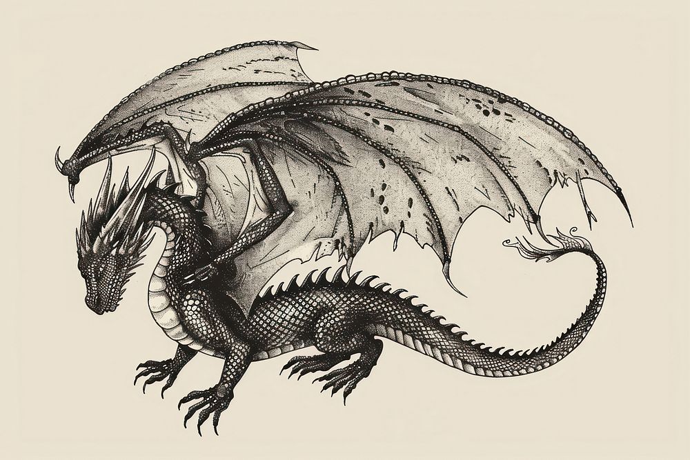 Dragon drawing animal sketch.