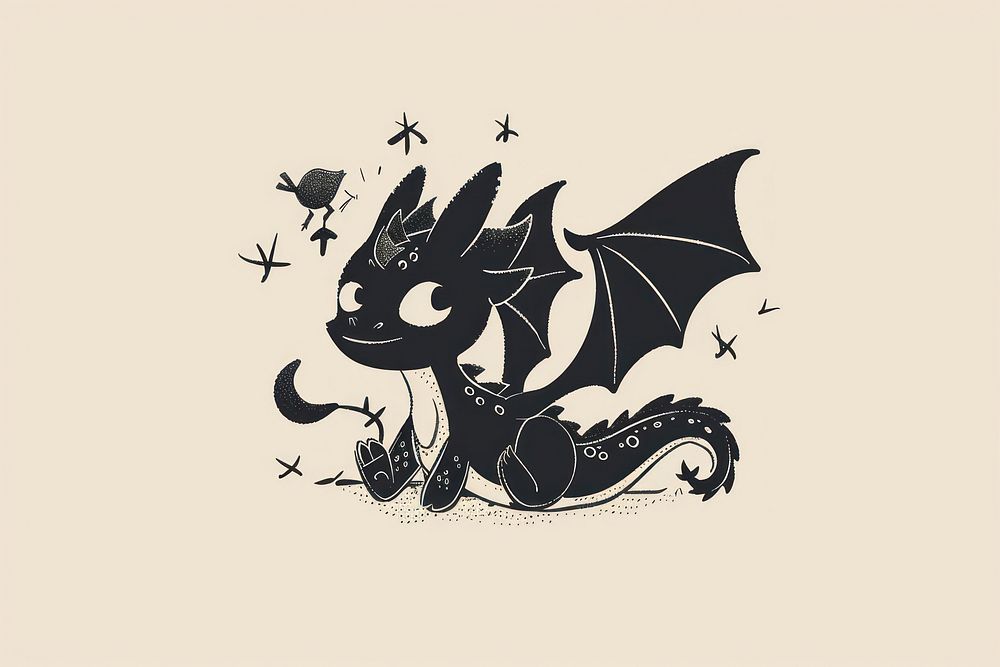 Dragon animal black representation.
