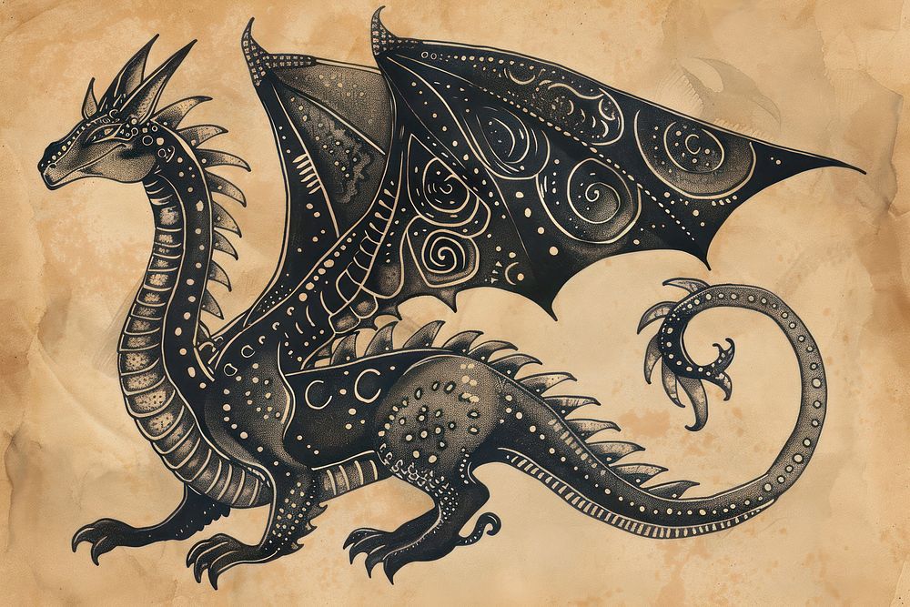 Dragon doodle dragon representation calligraphy.