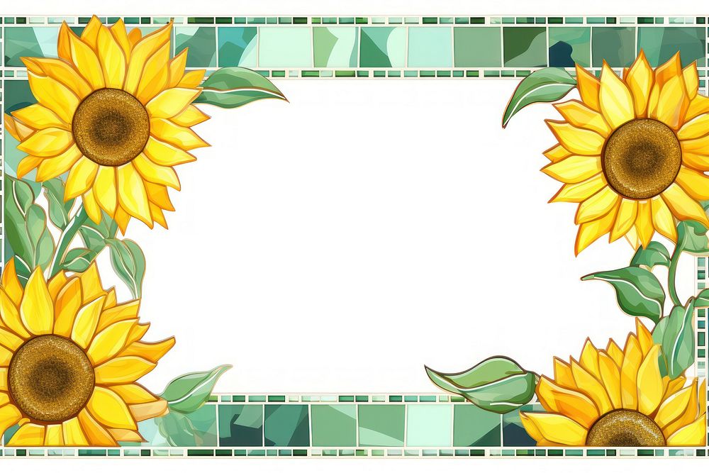 Sunflower mosaic frame backgrounds plant art.