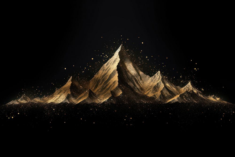 Mountain shape sparkle light glitter nature night gold.
