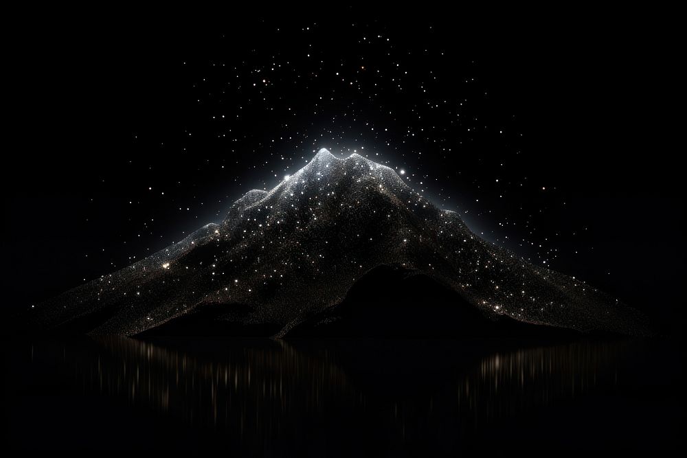 Mountain shape sparkle light glitter landscape astronomy outdoors.