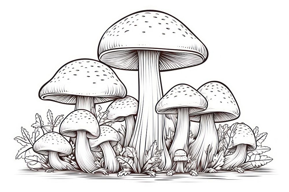 Mushroom sketch drawing fungus.
