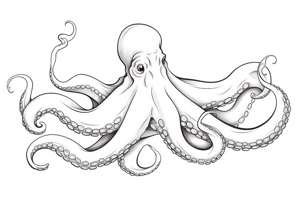 Octopus animal sketch invertebrate.