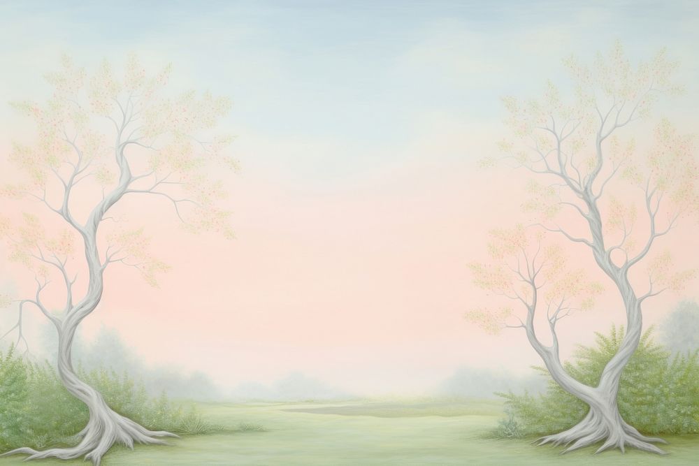 Painting of tree border backgrounds outdoors nature.