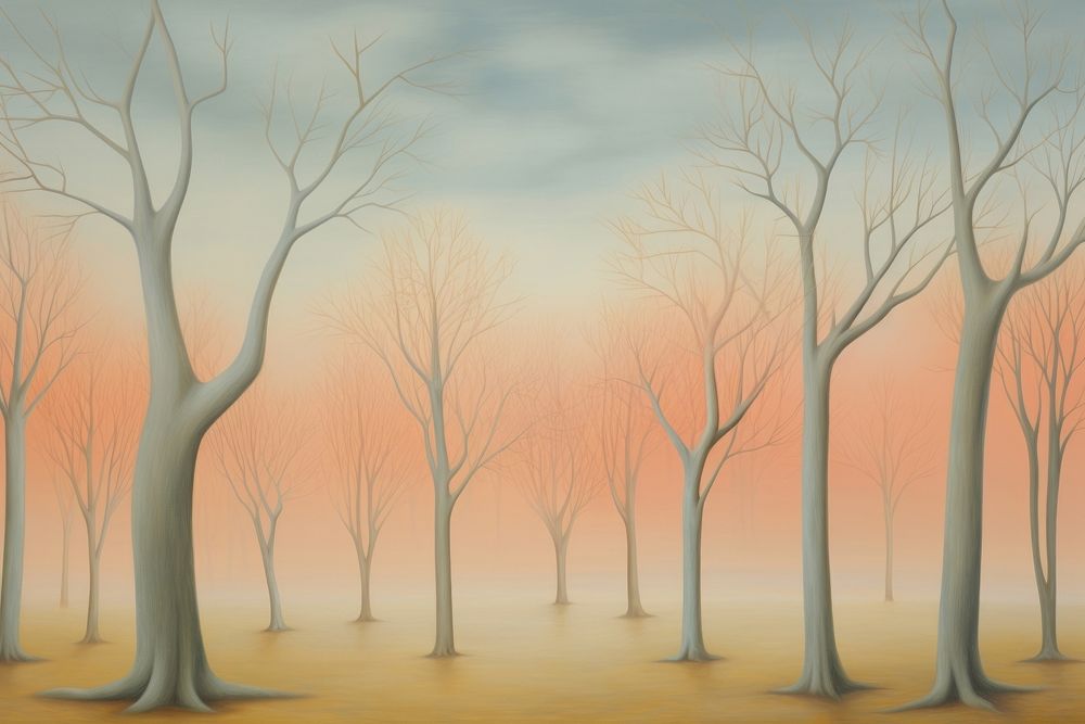Painting of trees backgrounds landscape outdoors.