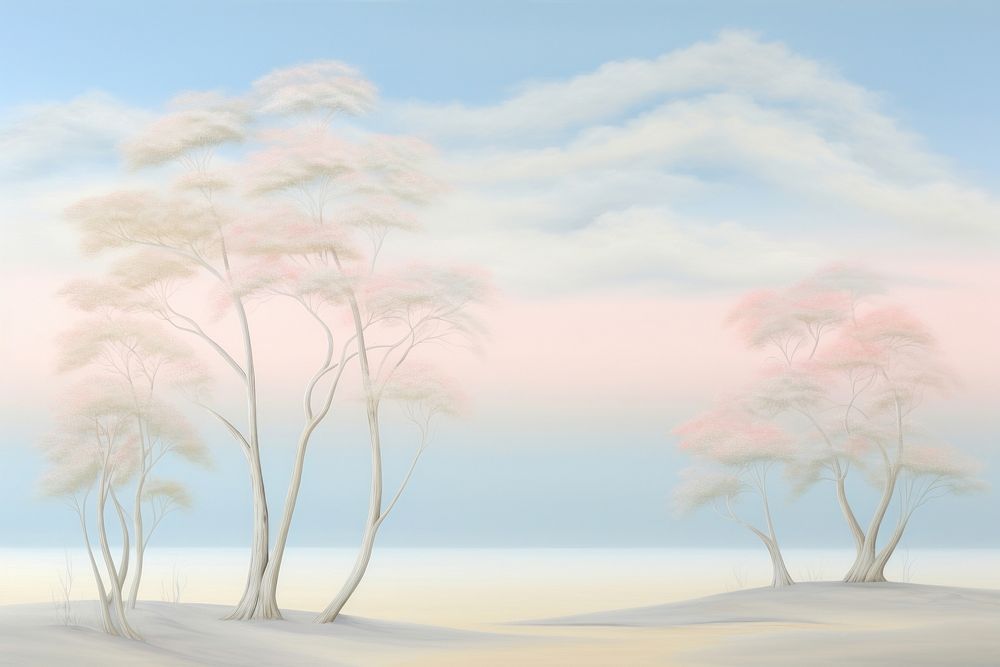 Painting of trees outdoors nature tranquility.
