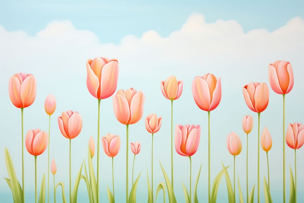 Painting of tulips backgrounds outdoors flower.