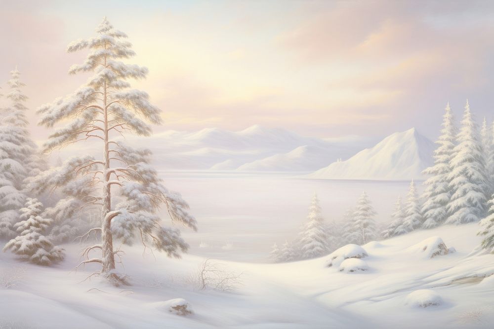 Painting of winter border backgrounds landscape outdoors.